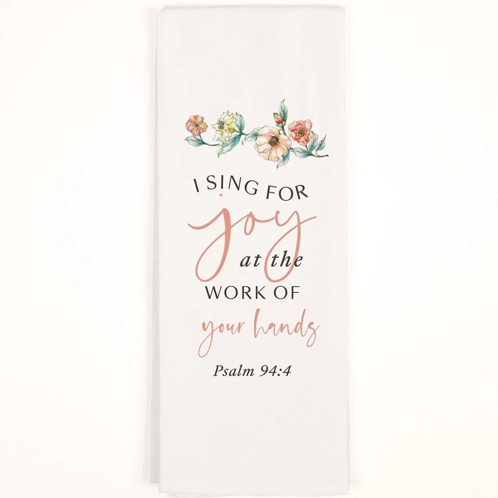 NWT Tea Towel “Sing for Joy” Psalms Bible Verse